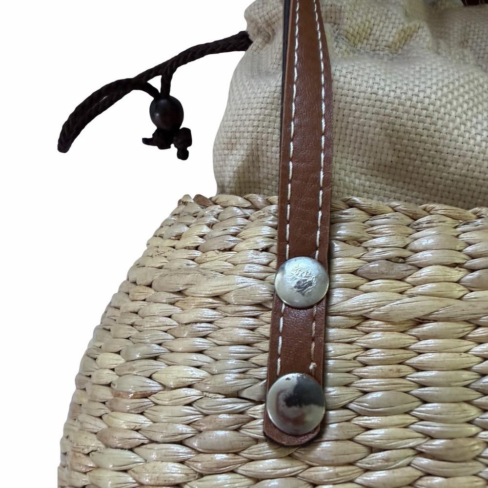 Sea and Grass Mini Straw Hyacinth Woven Tote Basket Small Mini Handbag Brown - Picture 6 of 16